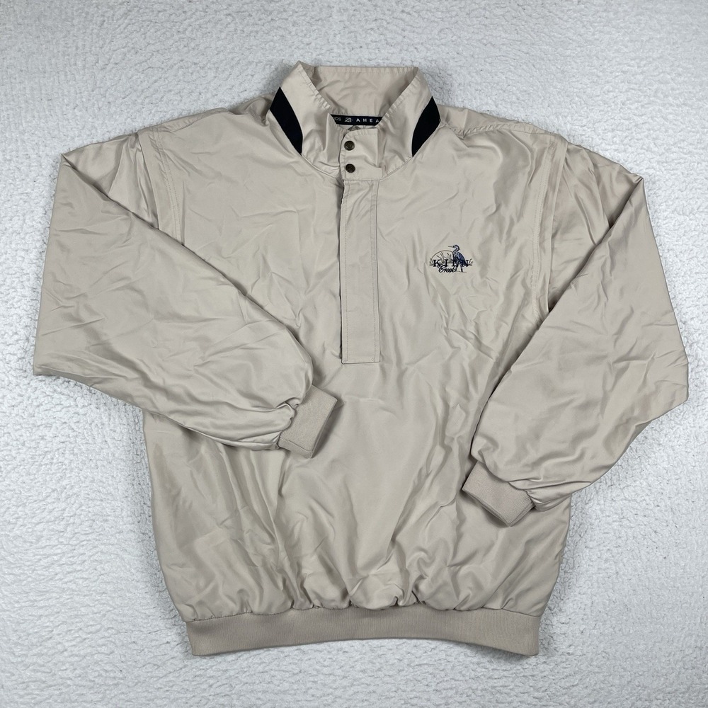 AHead Jacket Mens Large Beige Windbreaker Kiln Creek Golfer Travel Vacation